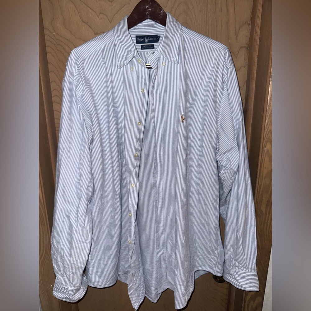 Ralph Lauren Blue University Stripe Oxford Cloth Button Down Shirt